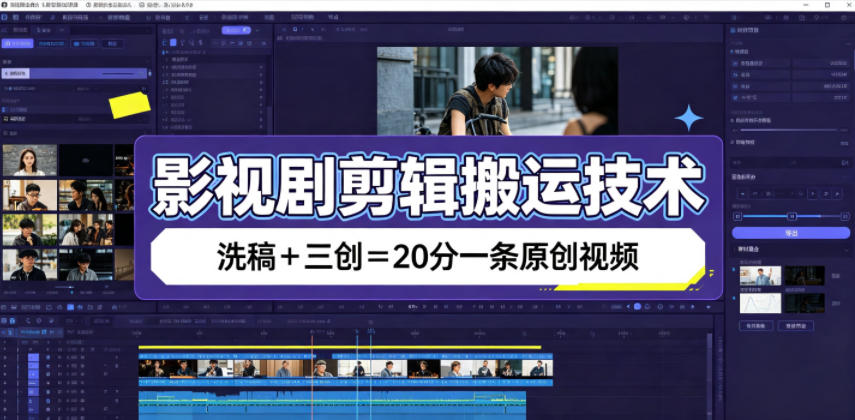 影视剧剪辑搬运技术，洗稿+三创=20分一条原创视频-悟空知识星球