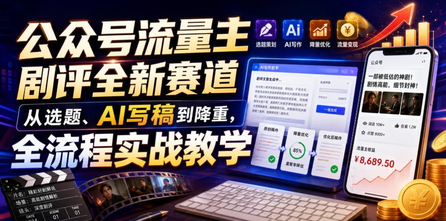 公众号流量主剧评全新赛道,从选题、AI写稿到降重,全流程实战教学-悟空知识星球