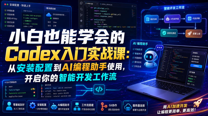 小白也能学会的Codex入门实战课:从安装配置到AI编程助手使用,开启你的智能开发工作流-悟空知识星球