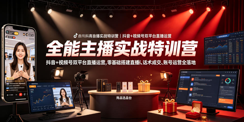 全能主播实战特训营｜抖音+视频号双平台直播运营，零基础搭建直播间、精准选品、话术成交、账号运营全落地-悟空知识星球