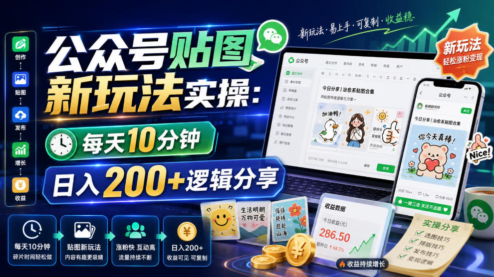 公众号贴图新玩法实操,每天10分钟,日入200+逻辑分享-悟空知识星球
