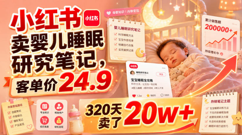 小红书卖婴儿睡眠研究笔记,客单价24.9,320天卖了20w+-悟空知识星球