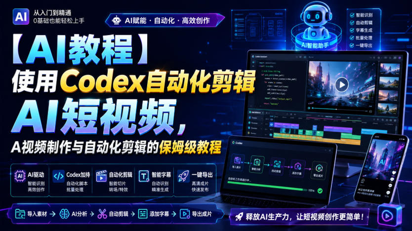 【AI教程】使用Codex自动化剪辑AI短视频,AI视频制作与自动化剪辑的保姆级教程-悟空知识星球