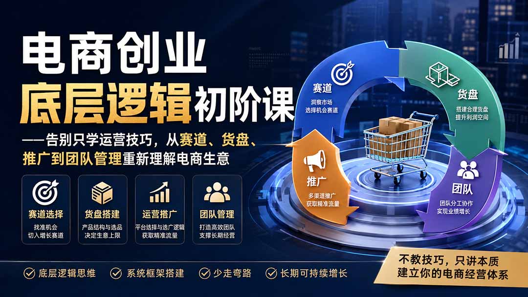 (19926期)电商创业底层逻辑初阶课——告别只学运营技巧,从赛道、货盘、推广到团队管理重新理解电商生意-悟空知识星球