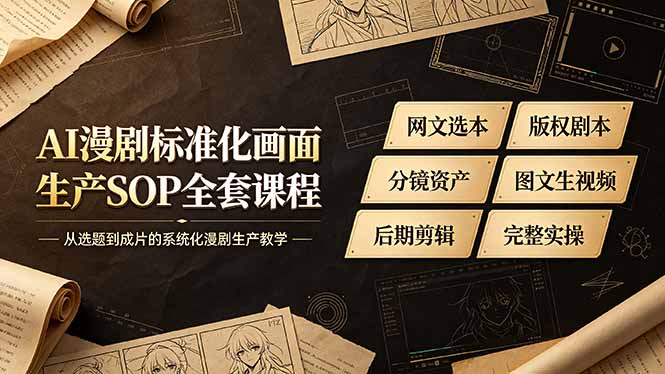 (19806期)AI漫剧标准化画面生产SOP全套课程-更新,网文选本版权剧本分镜资产全覆盖,图文生视频后期剪辑完整实操教学-悟空知识星球