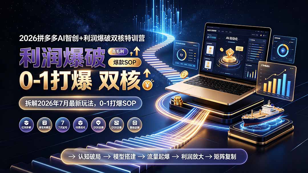 (19804期)2026拼多多AI智创+利润爆破双核特训营-更新:拆解2026年7月最新玩法,0-1打爆SOP-悟空知识星球