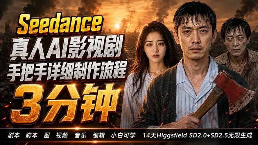 (19706期) 3分钟真人AI影视剧怎么做?SD 2.0手把手完整制作流程|Higgsfield 14天SD 2.0/2.5无限生成-悟空知识星球