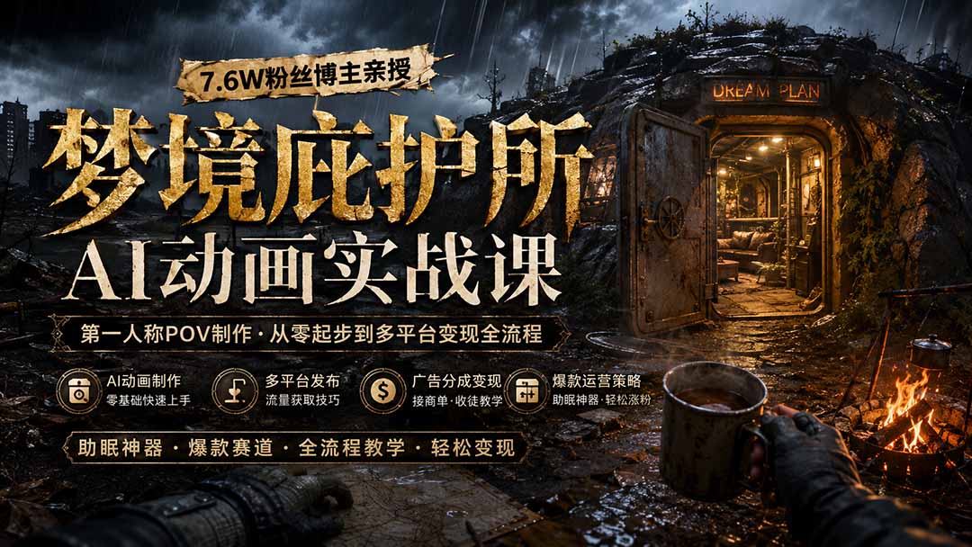 (19886期)梦境庇护所AI动画实战课:7.6W粉丝博主亲授第一人称POV制作,从零起步到多平台发布变现全流程-悟空知识星球