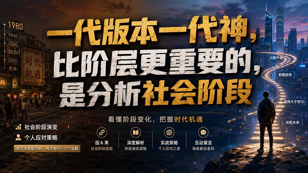 （19745期）付费文章：一代版本一代神，比阶层更重要的，是分析社会阶段-悟空知识星球