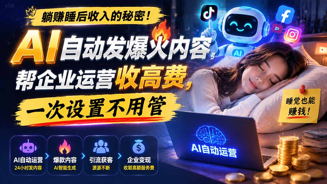 （19826期）躺赚睡后收入的秘密！AI 自动发爆火内容，帮企业运营收高费，一次设置不用管【原创双语字幕】-悟空知识星球