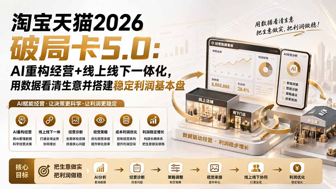 （19748期）淘宝天猫2026破局卡5.0：AI重构经营+线上线下一体化，用数据看清生意并搭建稳定利润基本盘-悟空知识星球