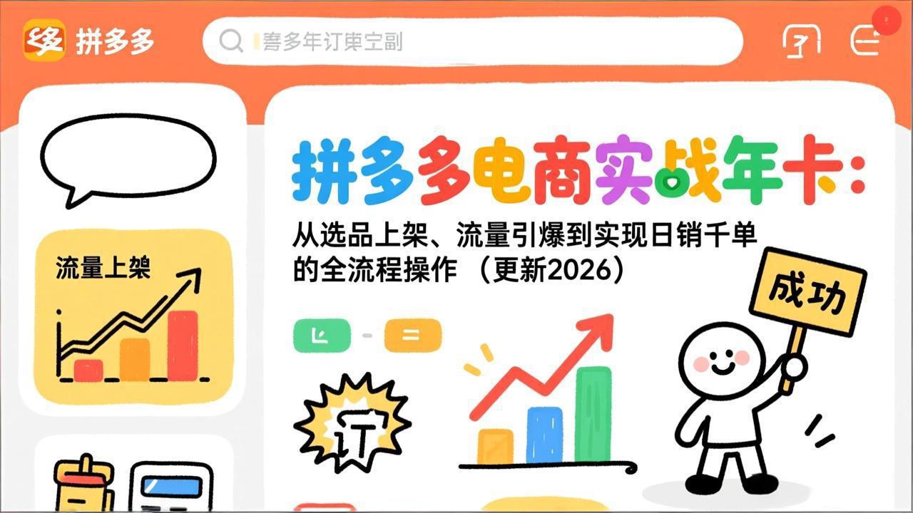 （19839期）拼多多电商实战年卡：从选品上架、流量引爆到实现日销千单的全流程操作（更新2026年8月）-悟空知识星球
