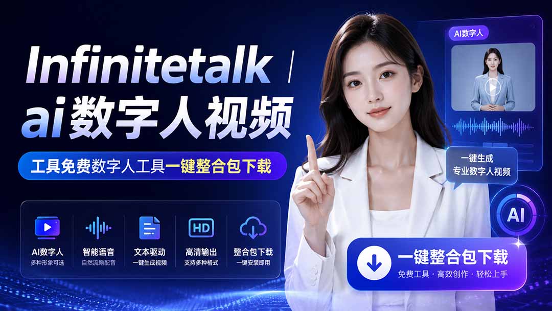 (20008期)Infinitetalk丨ai数字人视频-工具免费数字人工具一键整合包下载-悟空知识星球