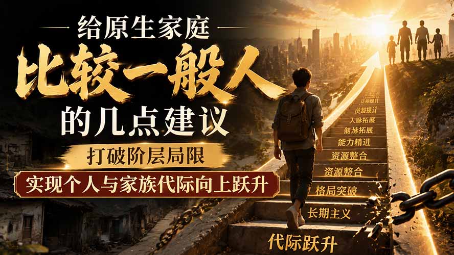 (19708期)付费文章:给原生家庭比较一般人的几点建议,打破阶层局限,实现个人与家族代际向上跃升-悟空知识星球