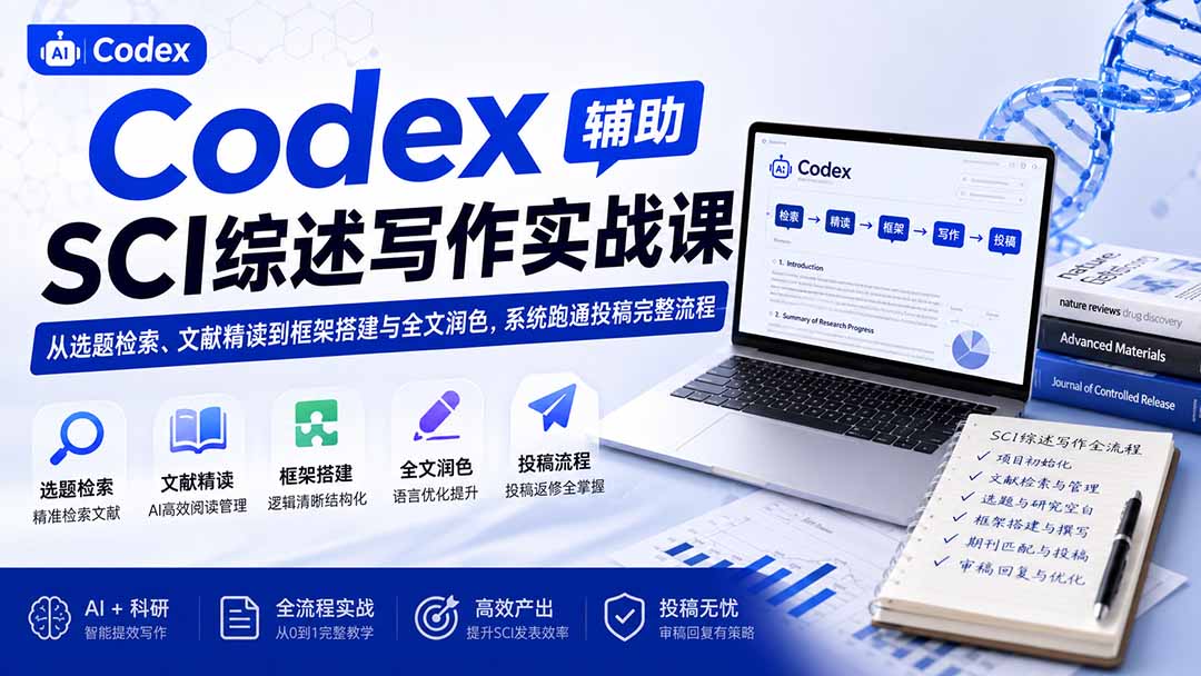 （19751期）Codex辅助SCI综述写作实战课——从选题检索、文献精读到框架搭建与全文润色，系统跑通投稿完整流程-悟空知识星球