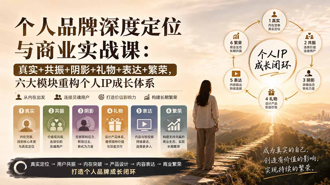 (20140期)个人品牌深度定位与商业实战课:真实+共振+阴影+礼物+表达+繁荣,六大模块重构个人IP成长体系-悟空知识星球
