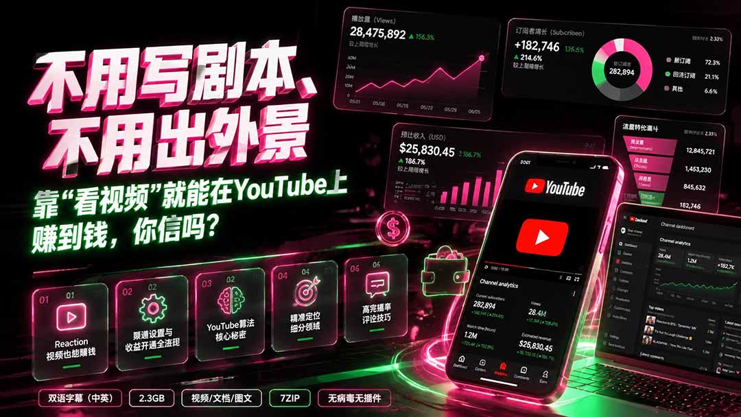 （19646期）不用写剧本、不用出外景——靠”看视频”就能在YouTube上赚到钱，你信吗？【原创双语字幕】-悟空知识星球