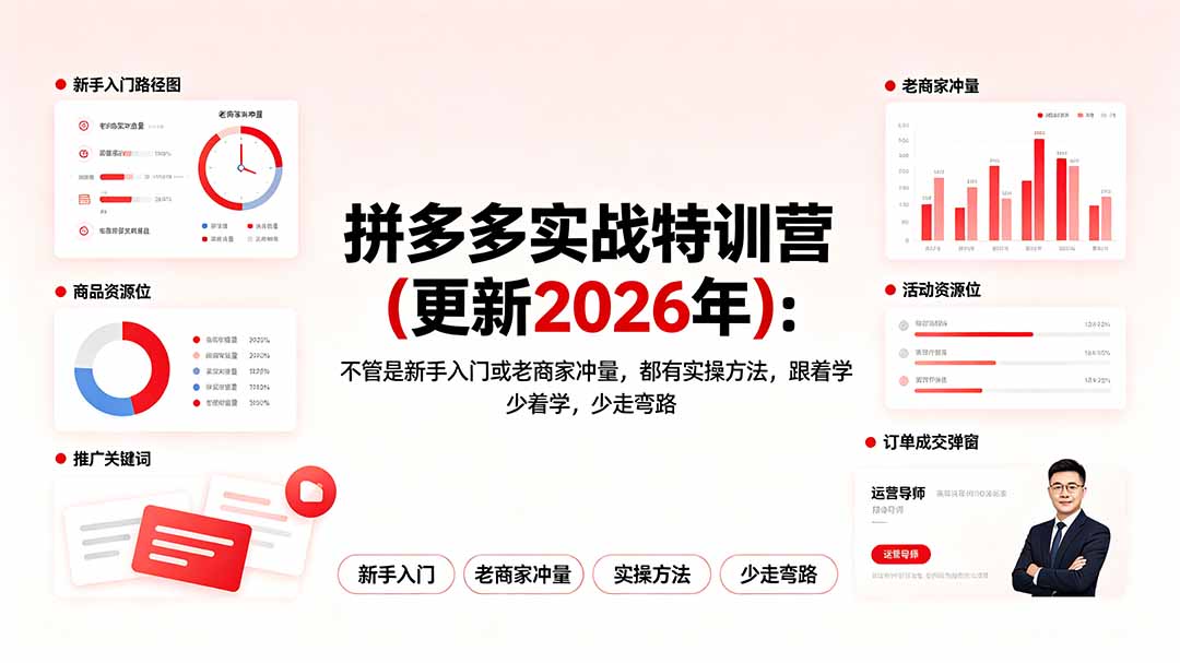 （19724期）拼多多实战特训营(更新2026年)：不管是新手入门或老商家冲量，都有实操方法，跟着学，少走弯路-悟空知识星球
