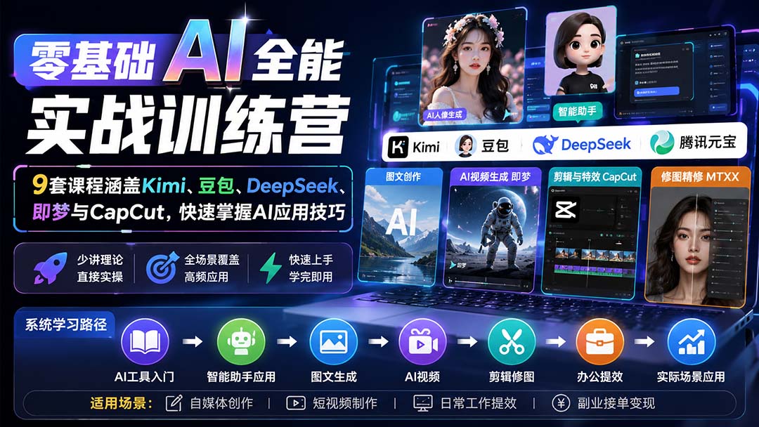 （20134期）零基础AI全能实战训练营：9套课程涵盖Kimi、豆包、DeepSeek、即梦与CapCut，快速掌握AI应用技巧-悟空知识星球