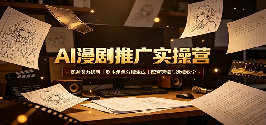 AI漫剧推广实操营:赛道潜力拆解,剧本角色分镜生成,配音剪辑与运镜教学-悟空知识星球