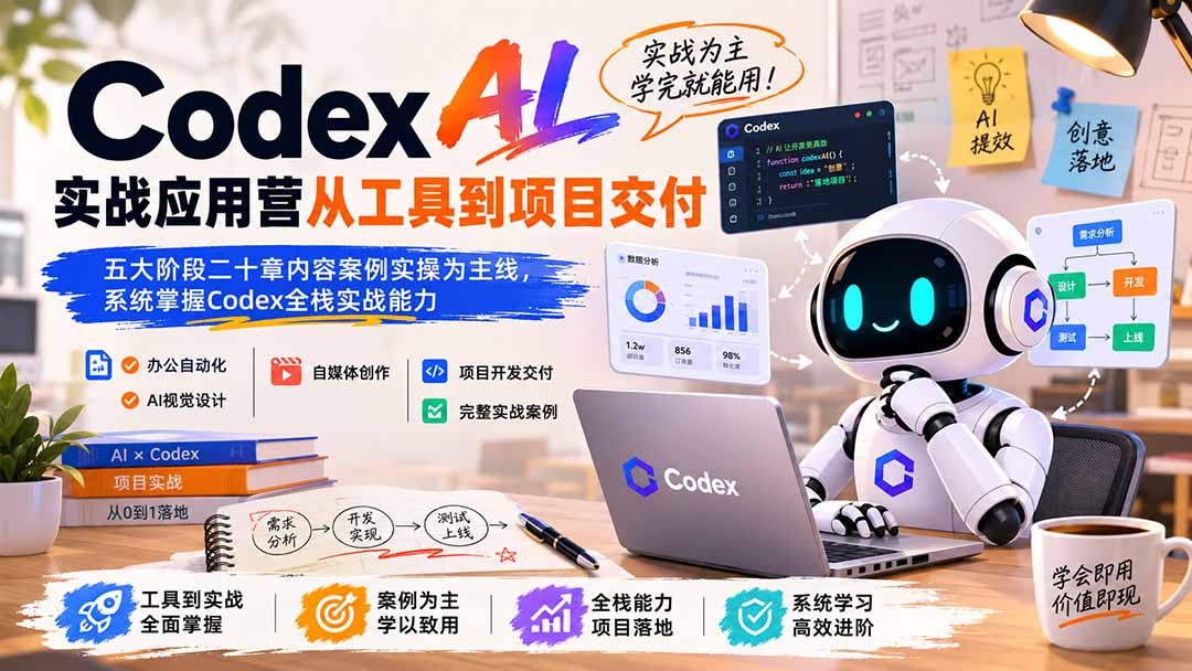 (19854期)Codex AI实战应用营从工具到项目交付;五大阶段二十章内容案例实操为主线,系统掌握Codex全栈实战能力-悟空知识星球