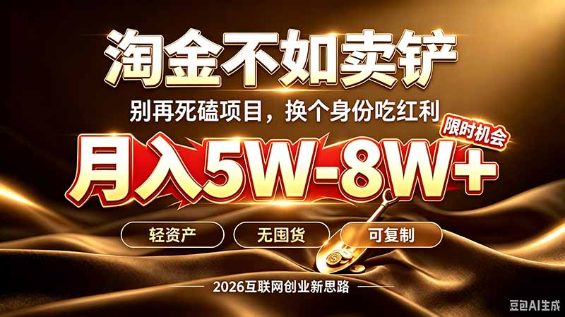 (20152期)别再傻乎乎埋头跑项目!互联网真正赚钱逻辑:做卖铲人,拒绝当韭菜,逆风翻盘月入5-8W+-悟空知识星球