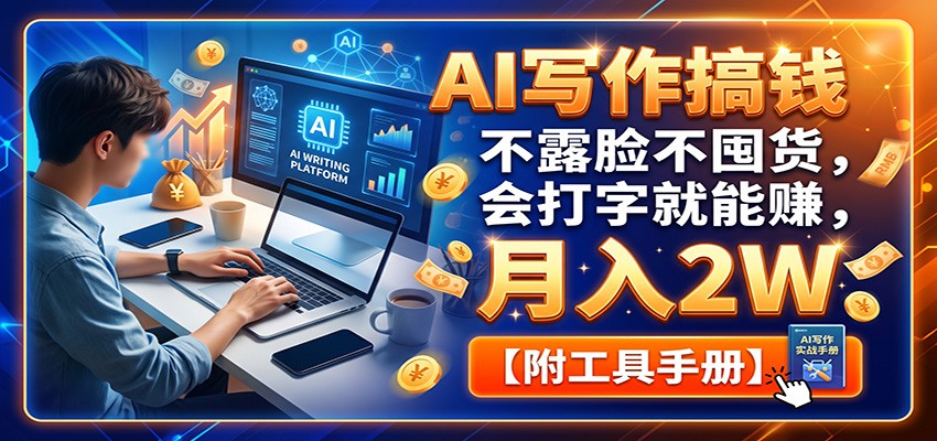 AI写作搞钱:不露脸不囤货,会打字就能赚,月入2W【附工具手册】-悟空知识星球