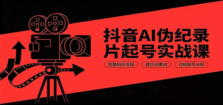 抖音AI伪纪录片起号实战课：完整制作流程，提示词素材，对标账号分析-悟空知识星球