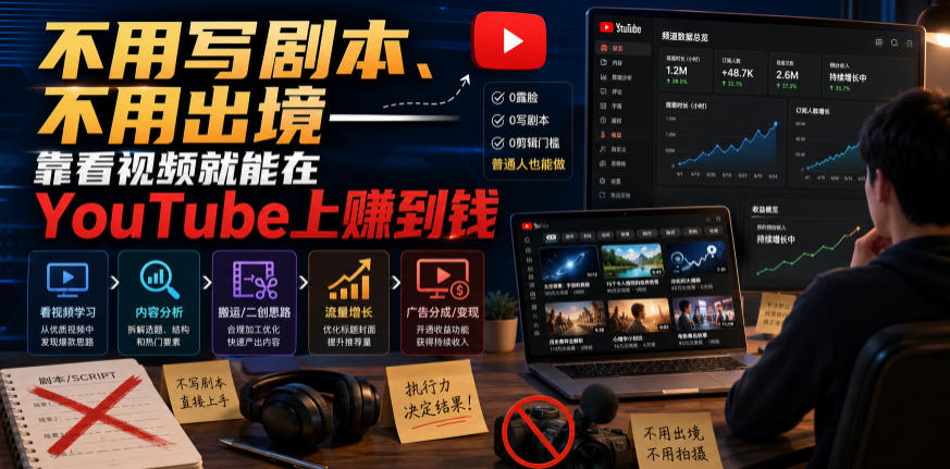 不用写剧本、不用出境——靠看视频就能在YouTube上賺到钱【原创双语字幕】-悟空知识星球