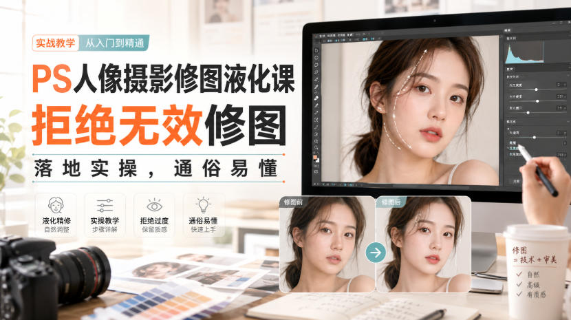 PS人像摄影修图液化课,拒绝无效修图,落地实操,通俗易懂-悟空知识星球
