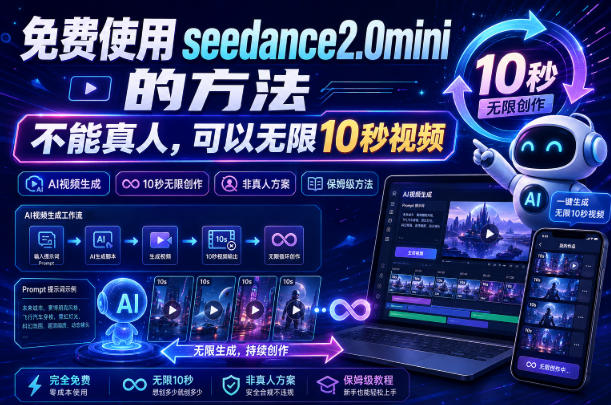 免费使用seedance2.0mini的方法,不能真人,可以无限10秒视频,9图+3音频参考-悟空知识星球