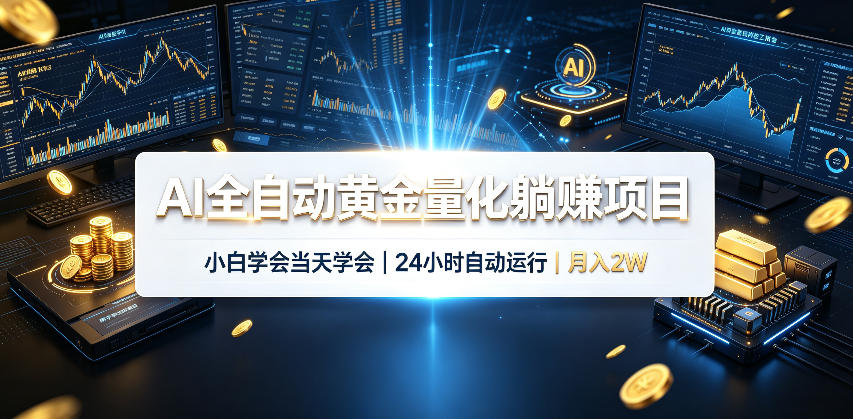 AI全自动黄金量化躺賺项目,小白学会当天学会,24小时自动运行,月入2W!【揭秘】-悟空知识星球