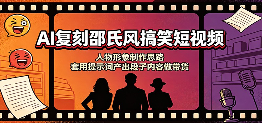 AI复刻邵氏风搞笑短视频:人物形象制作思路,套用提示词产出段子内容做带货-悟空知识星球