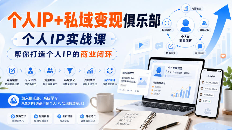 个人IP+私域变现俱乐部,个人IP实战课,帮你打造个人IP的商业闭环-悟空知识星球