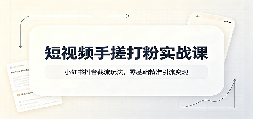 短视频手搓打粉实战课：小红书抖音截流玩法，零基础精准引流变现-悟空知识星球