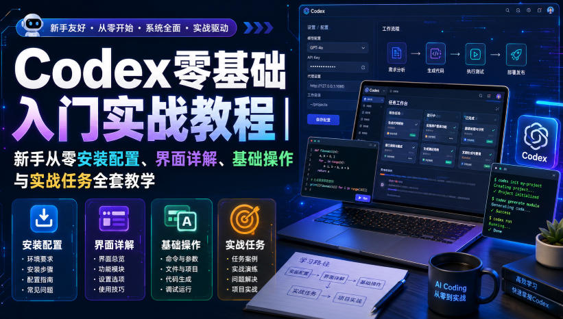 Codex零基础入门实战教程|新手从零安装配置、界面详解、基础操作与实战任务全套教学-悟空知识星球