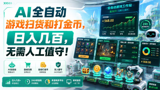 AI全自动游戏扫货和打金币,日入几百,无需人工值守!【揭秘】-悟空知识星球