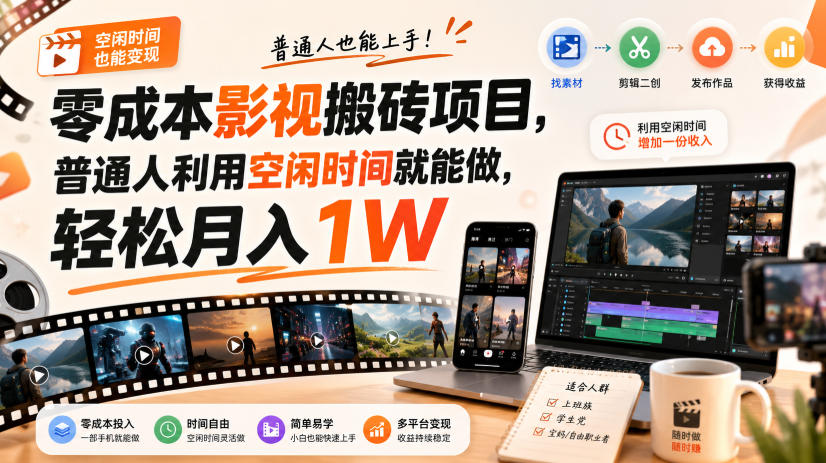 零成本影视搬砖项目,普通人利用空闲时间就能做,轻松月入1W【揭秘】-悟空知识星球