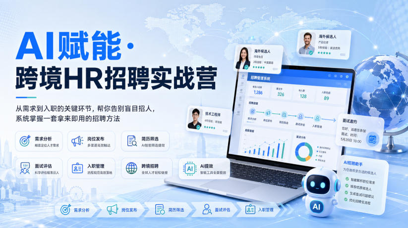 AI赋能·跨境HR招聘实战营,从需求到入职的关键环节,帮你告别盲目招人,系统掌握一套拿来即用的招聘方法-悟空知识星球