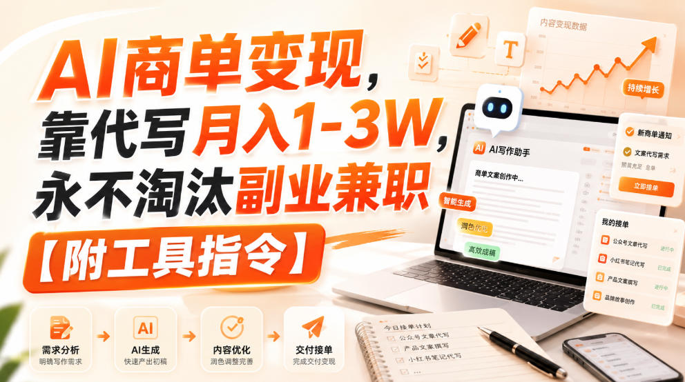 AI商单变现,靠代写月入1-3W,永不淘汰副业兼职【附工具指令】【揭秘】-悟空知识星球
