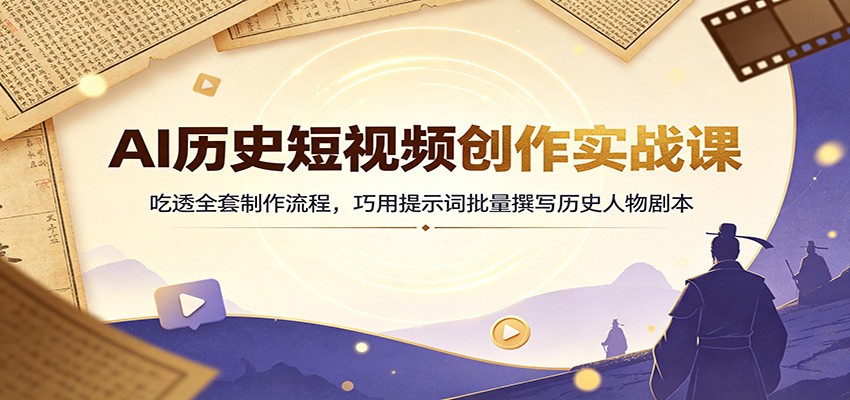 AI历史短视频创作实战课:吃透全套制作流程,巧用提示词批量撰写历史人物剧本-悟空知识星球