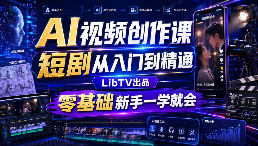 AI视频创作课，短剧从入门到精通，LibTV出品，零基础新手一学就会-悟空知识星球