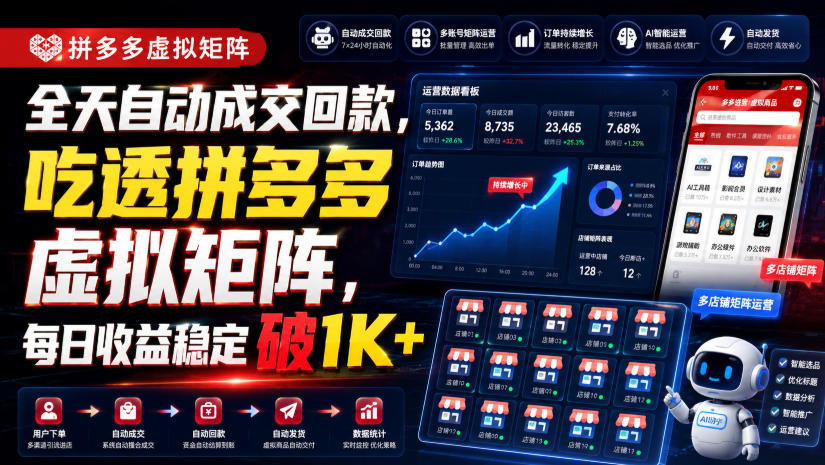 全天自动成交回款,吃透拼多多虚拟矩阵,每日收益稳定破1K+【揭秘】-悟空知识星球