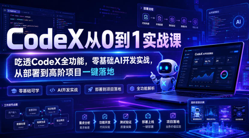 CodeX从0到1实战课，吃透CodeX全功能，零基础AI开发实战，从部署到高阶项目一键落地-悟空知识星球