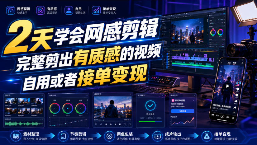 2天学会网感剪辑，完整剪出有质感的视频，自用或者接单变现-悟空知识星球