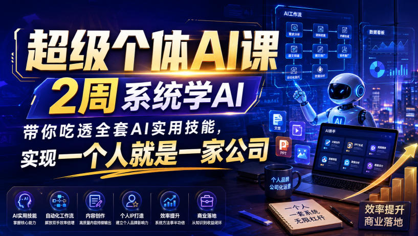 超级个体AI课,2周系统学AI,带你吃透全套AI实用技能,实现一个人就是一家公司-悟空知识星球