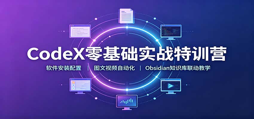 CodeX零基础实战特训营:软件安装配置,图文视频自动化,Obsidian知识库联动教学-悟空知识星球