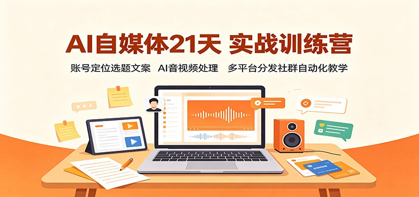 AI自媒体21天实战训练营:账号定位选题文案,AI音视频处理,多平台分发社群自动化教学-悟空知识星球