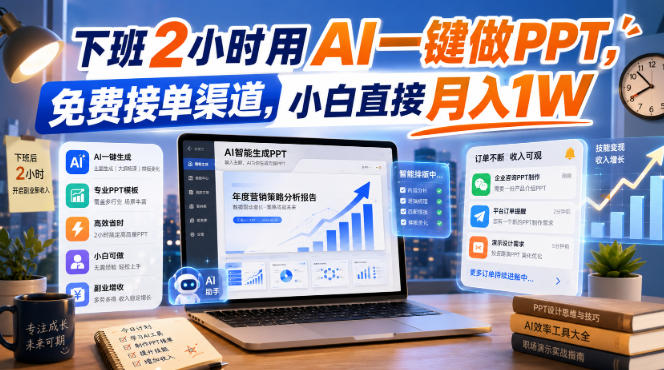 下班2小时用AI一键做PPT，免费接单渠道，小白直接月入1W【揭秘】-悟空知识星球