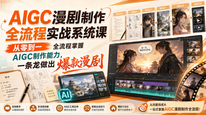AIGC漫剧制作全流程实战系统课，从零到一全流程掌握AIGC制作能力，一条龙做出爆款漫剧-悟空知识星球